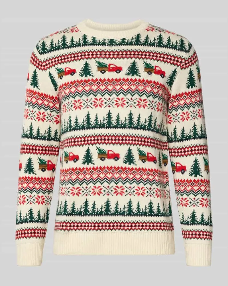 Lindbergh Strickpullover im Allover-Look Modell 'Winter village Offwhite