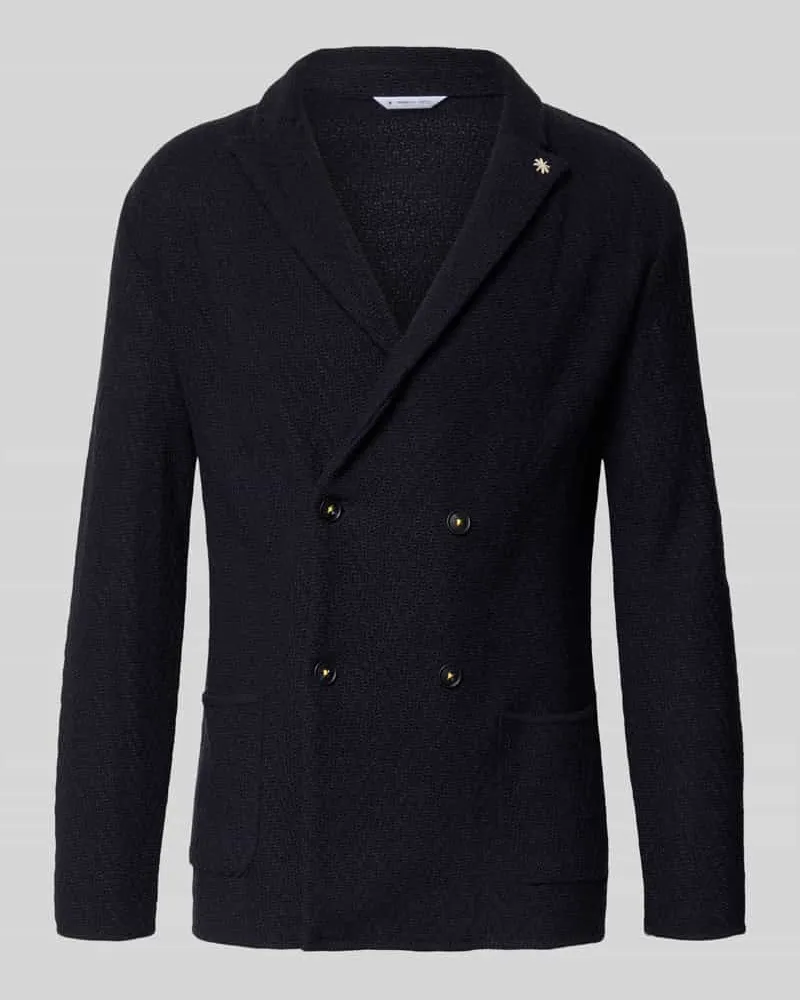 Manuel Ritz Slim Fit Stricksakko mit Reverskragen Marine