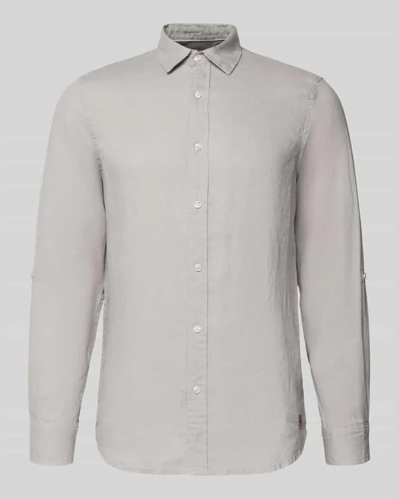 Scotch&Soda Slim Fit Leinenhemd mit Kentkragen Hellgrau