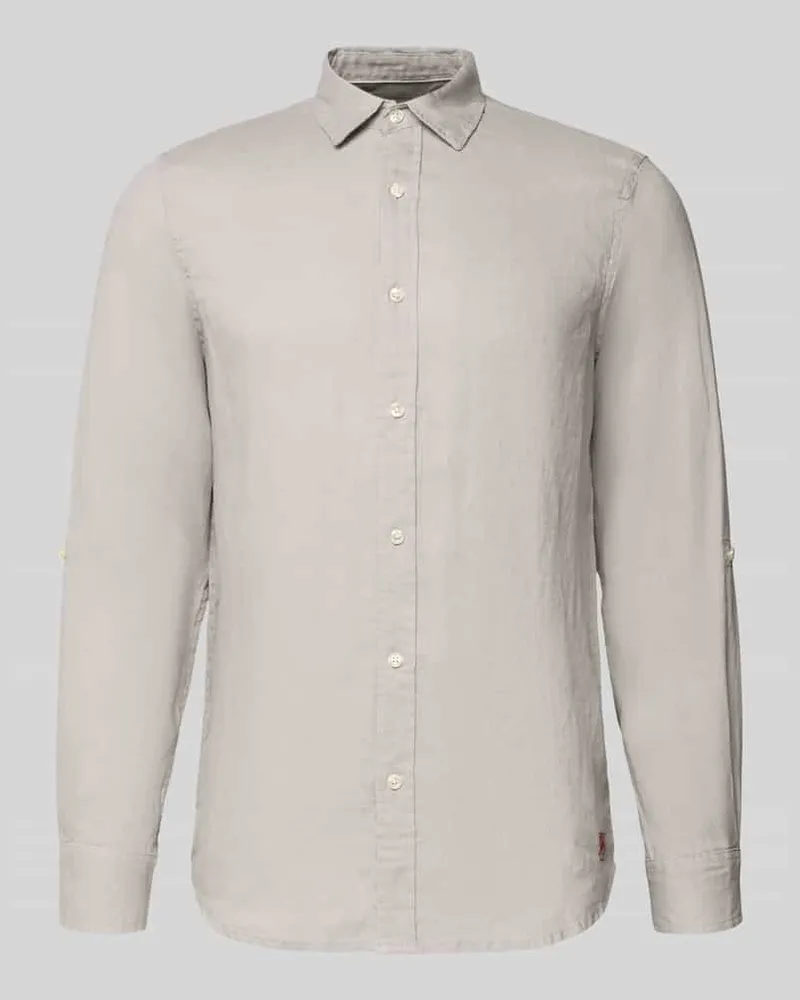 Scotch&Soda Slim Fit Leinenhemd mit Kentkragen Hellgrau