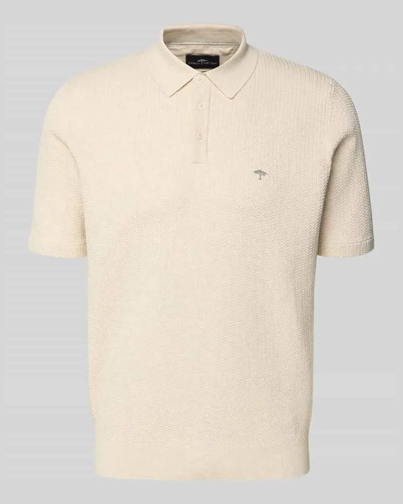 Fynch-Hatton Regular Fit Poloshirt in Strick-Optik Offwhite