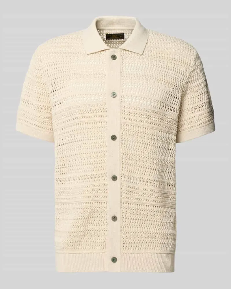 Jack & Jones Modern Fit Freizeithemd in Strick-Optik mit Knopfleiste Beige