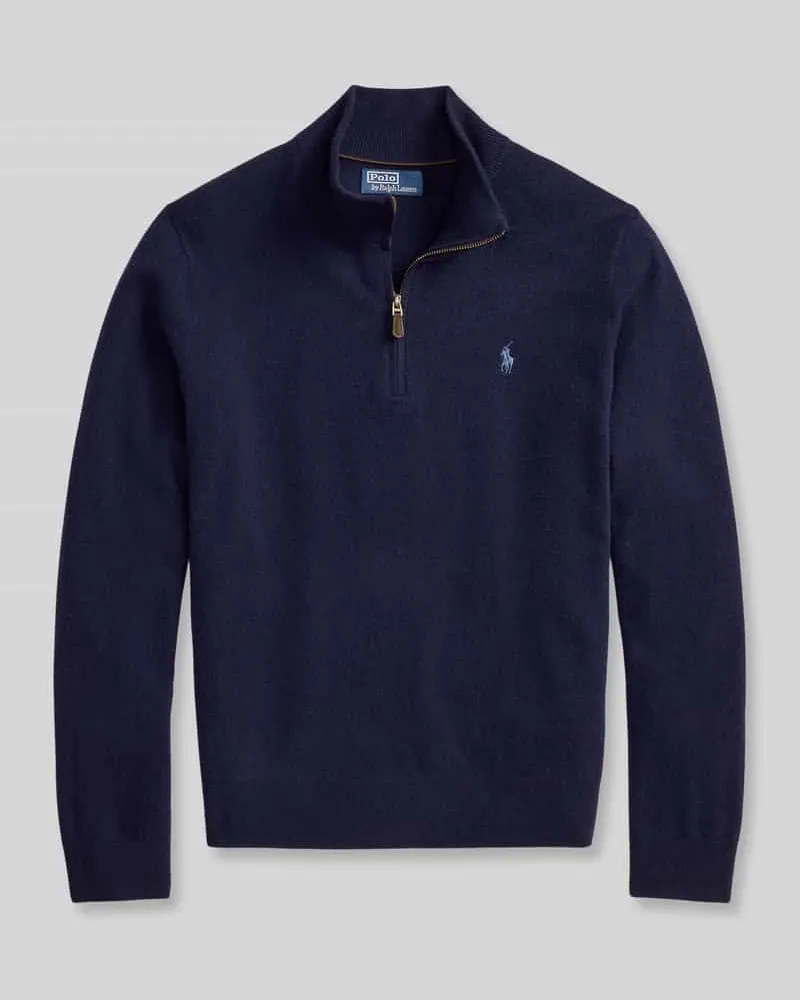 Ralph Lauren Regular Fit Troyer aus reiner Wolle Marine