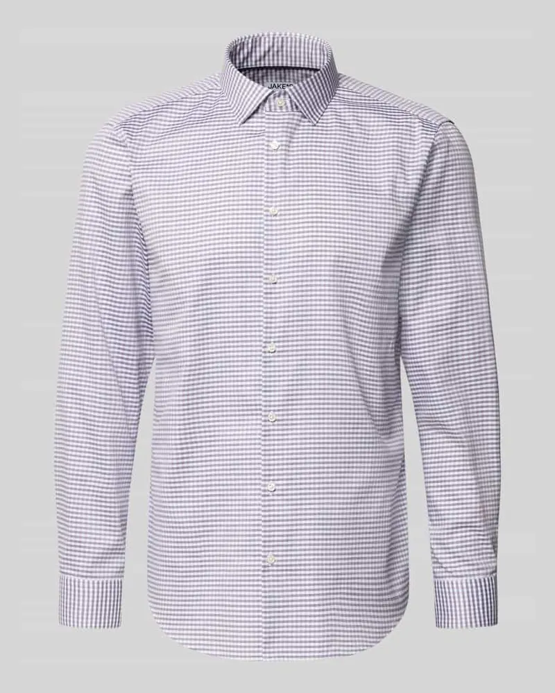JAKE*S Regular Fit Business Hemd aus Baumwolle Flieder