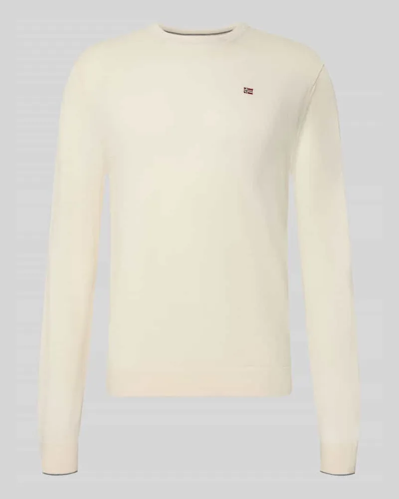 Napapijri Slim Fit Strickpullover aus reiner Wolle Modell 'DAMAVAND Offwhite