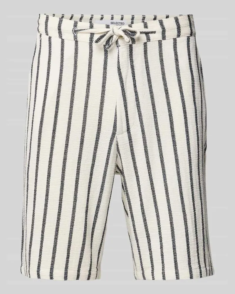 Selected Homme Regular Fit Bermudas mit Strukturmuster Modell 'BRODY Offwhite
