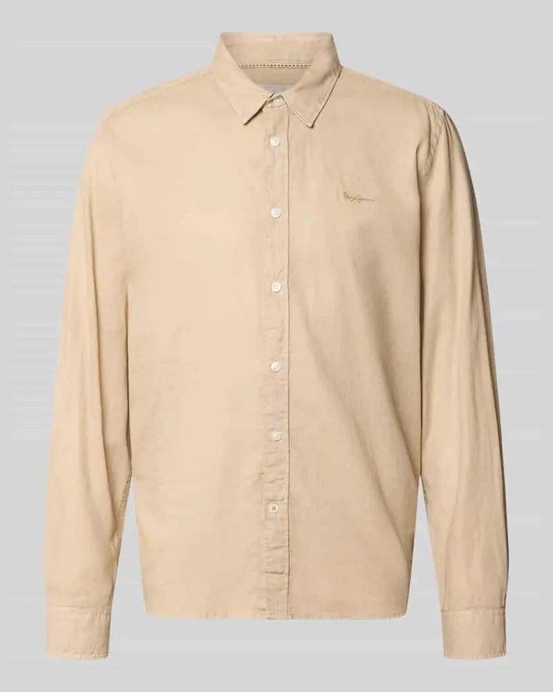 Pepe Jeans Regular Fit Freizeithemd aus Leinen-Baumwoll-Mix Modell 'PAYTON Beige