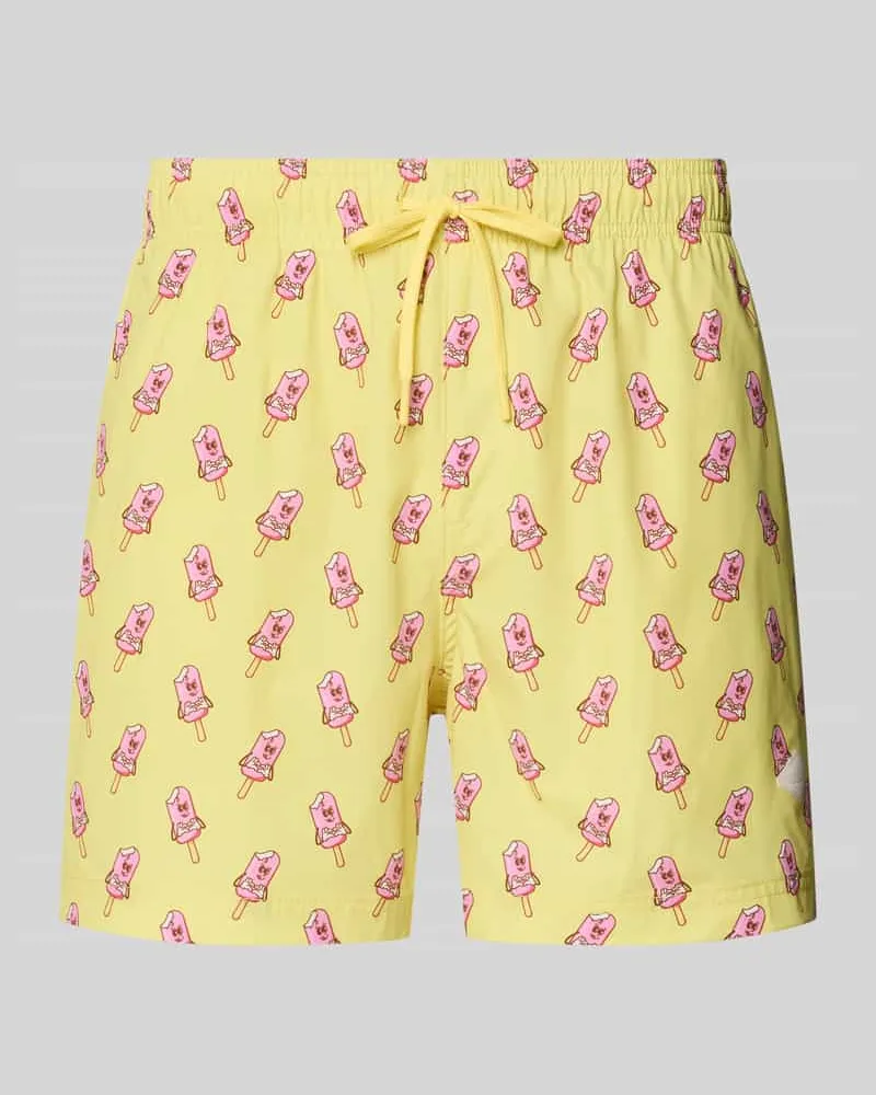 Jack & Jones Badehose im Allover-Look Modell 'MAUI VIBES NOVELTY Gelb