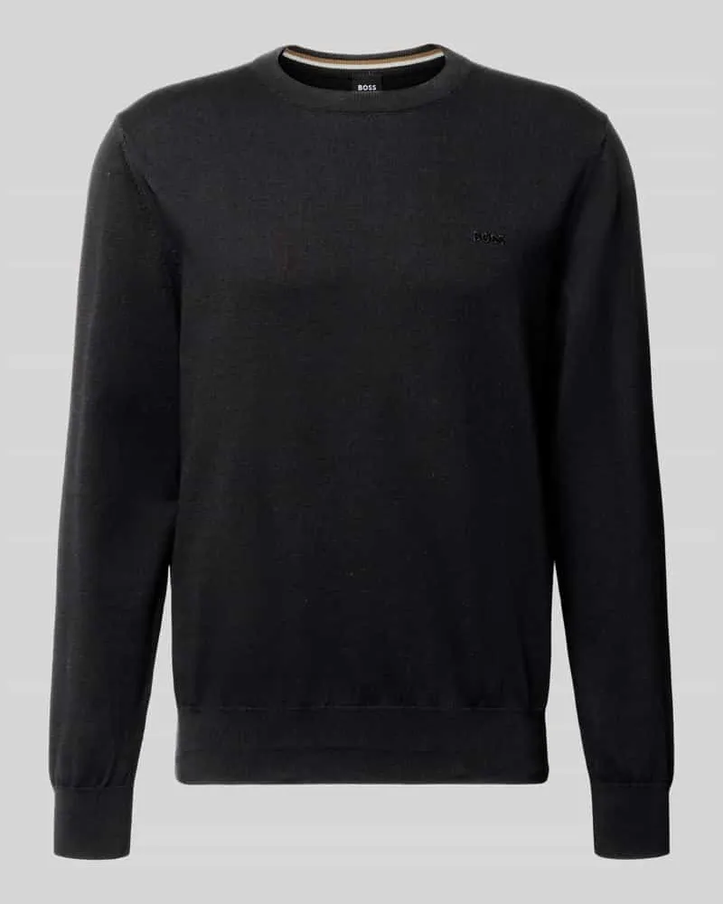 HUGO BOSS Regular Fit Strickpullover aus reiner Baumwolle Modell 'UPCAS Black