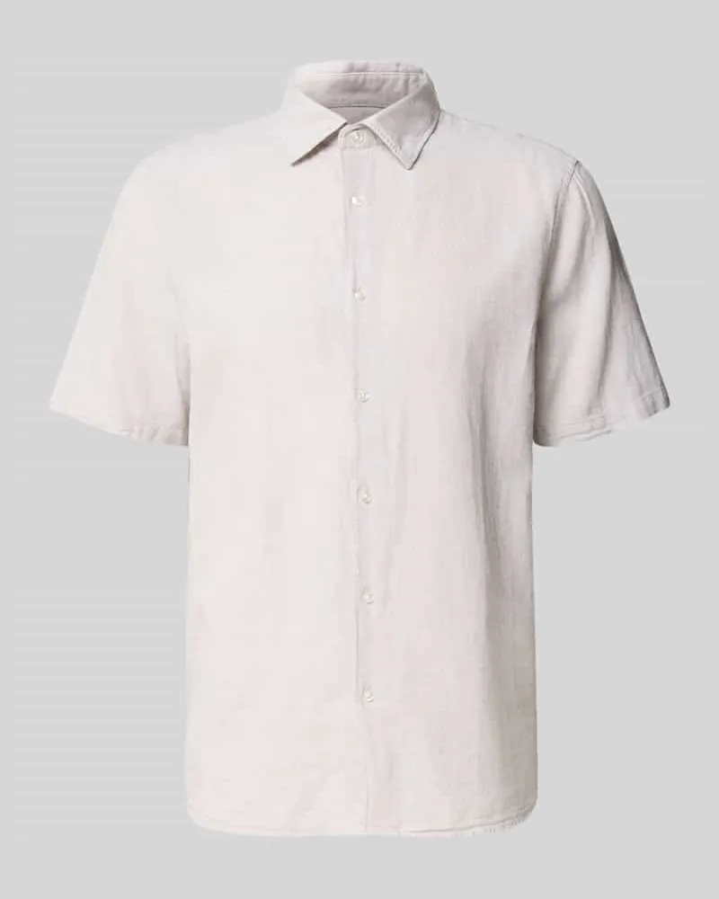 McNeal Regular Fit Freizeithemd aus Leinen-Baumwoll-Mix Kitt