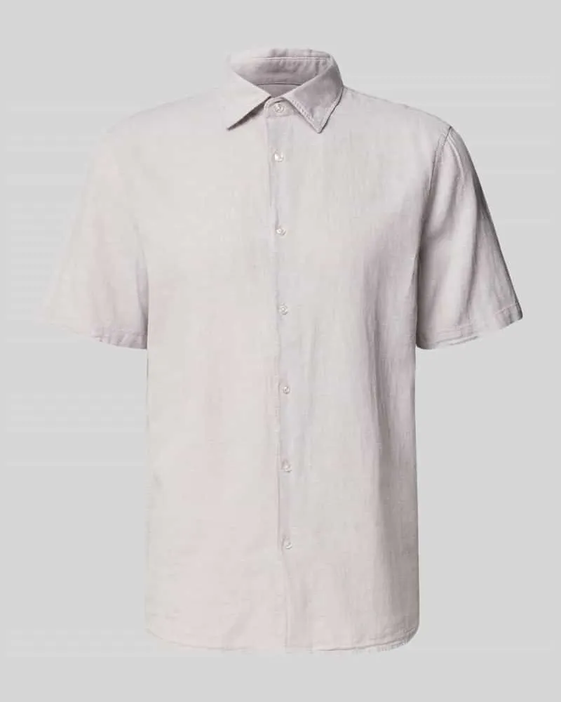 McNeal Regular Fit Freizeithemd aus Leinen-Baumwoll-Mix Kitt