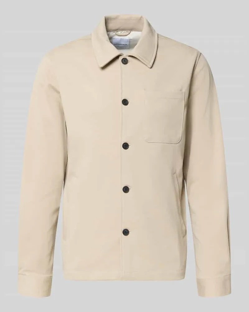 Lindbergh Relaxed Fit Hemdjacke mit Brusttasche Sand