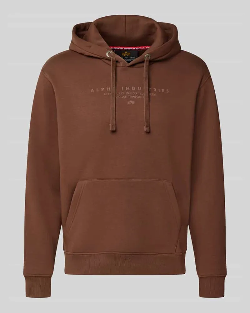 Alpha Industries Relaxed Fit Hoodie aus Baumwoll-Mix mit Label-Detail Hellbraun