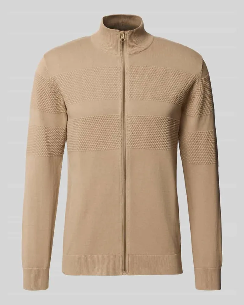 Lindbergh Cardigan mit Stehkragen und Reißverschluss Sand