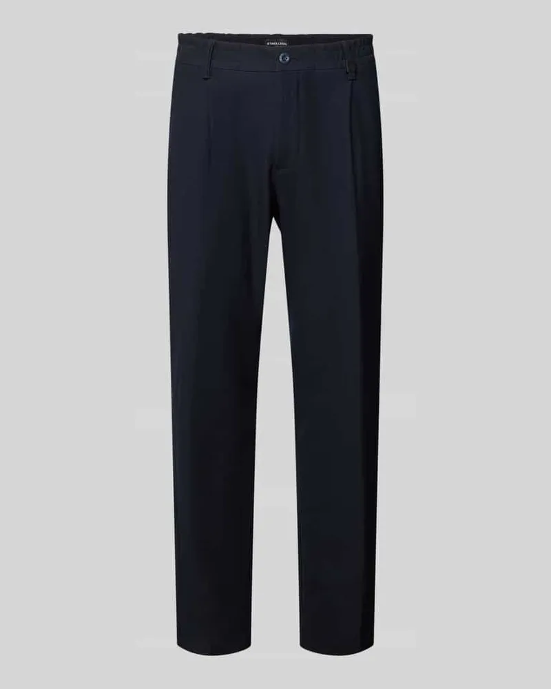 Strellson Relaxed Fit Bundfaltenhose mit Logo-Detail Modell 'Lui Dunkelblau