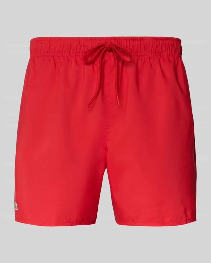 Lacoste Badeshorts mit Logo-Stitching Rot