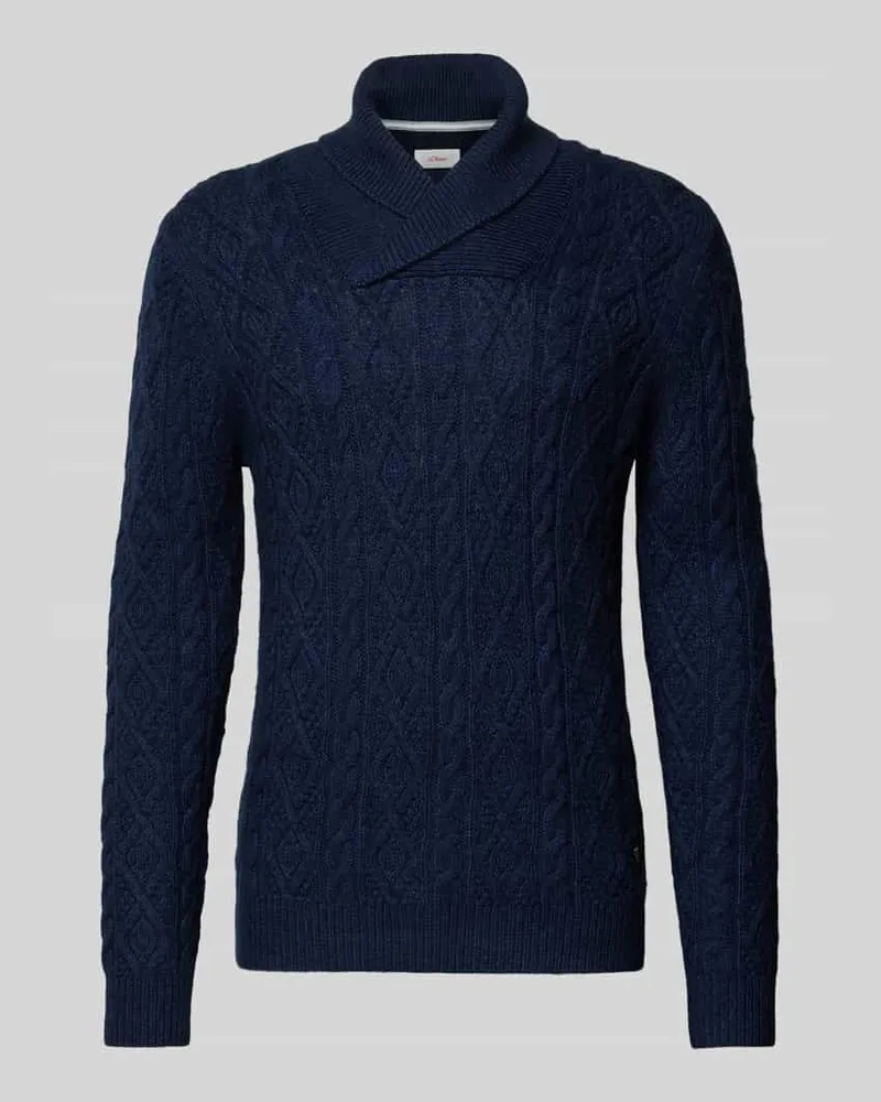 S.Oliver Regular Fit Schalkragenpullover aus Woll-Mix mit Zopfmuster 