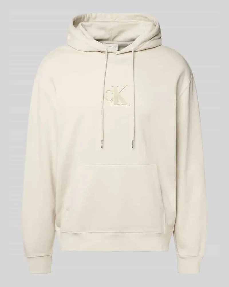 Calvin Klein Regular Fit Hoodie mit Logo-Patch Modell 'Fleece Offwhite
