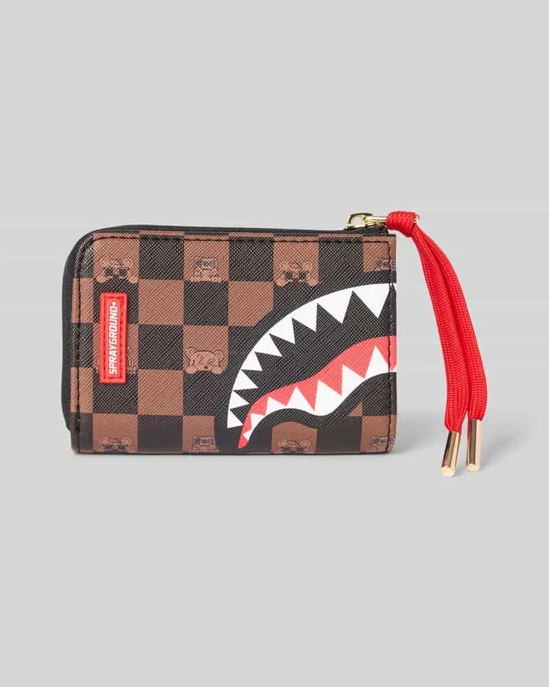 Sprayground Portemonnaie mit Label-Badge Modell 'Peeking Character Hellbraun