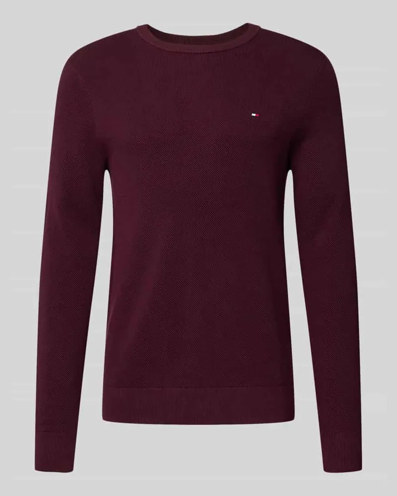 Tommy Hilfiger Regular Fit Strickpullover aus reiner Baumwolle Bordeaux