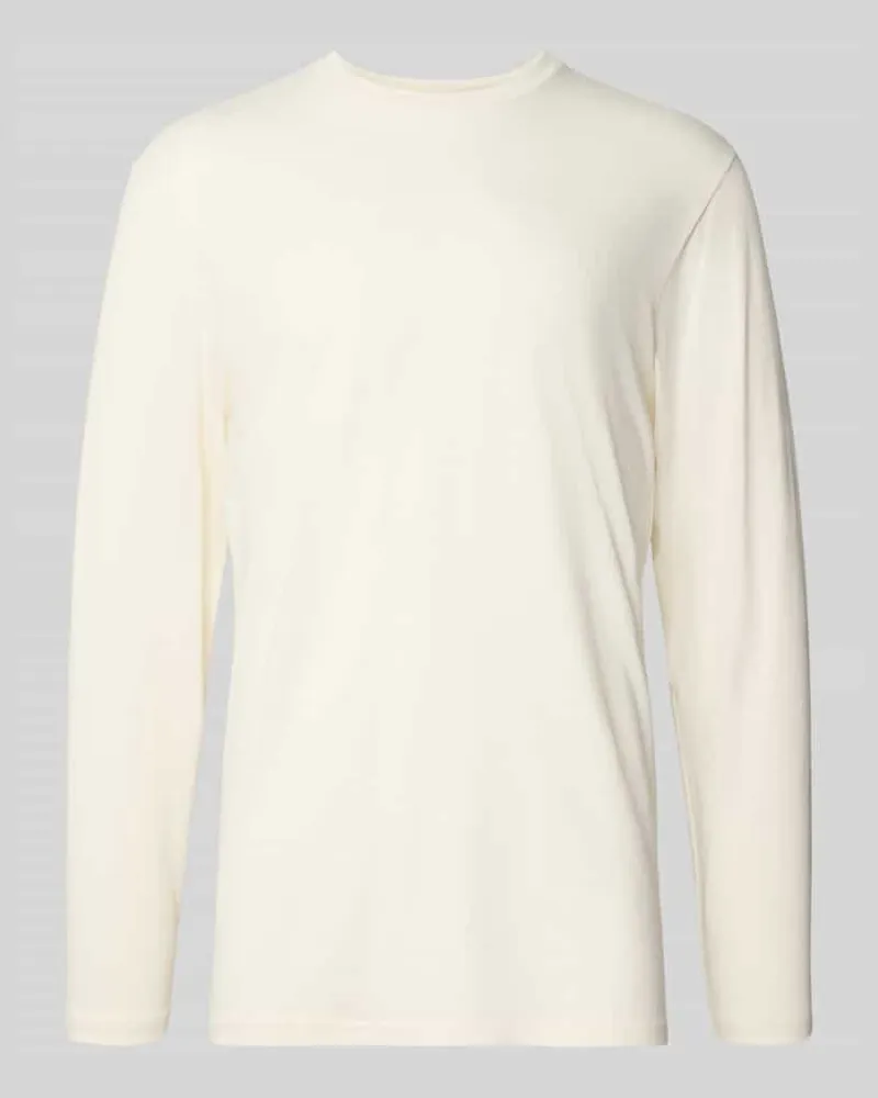 Ragman Longsleeve mit geripptem Rundhalsausschnitt Offwhite