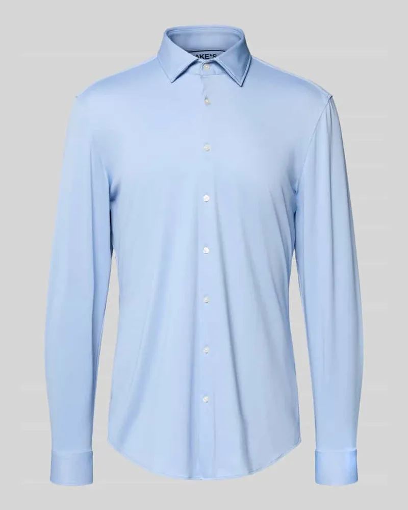JAKE*S Super Slim Business-Hemd mit Kentkragen Bleu