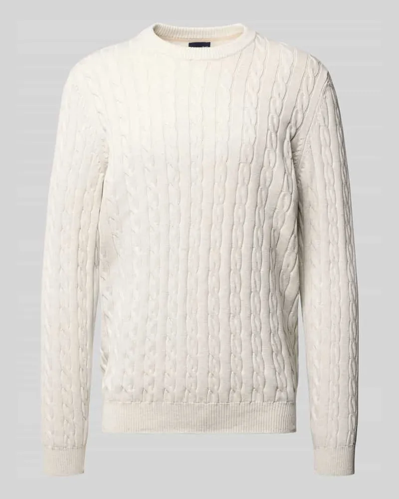 Christian Berg Strickpullover mit gerippten Abschlüssen Offwhite