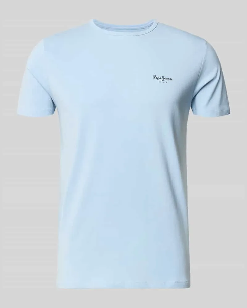 Pepe Jeans Slim Fit T-Shirt aus Baumwoll-Mix Modell 'ORIGINAL BASIC 3N Hellblau