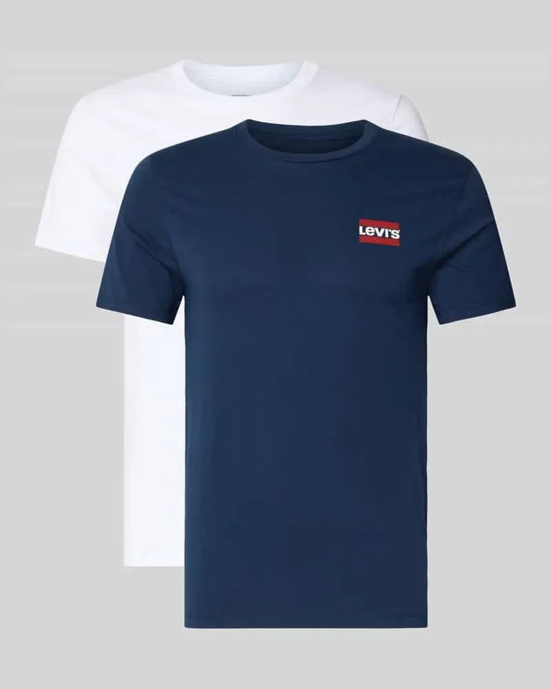 Levi's Slim Fit T-Shirt aus reiner Baumwolle im 2er-Pack Modell '2PK CREWNECK GRAPHIC Dunkelblau
