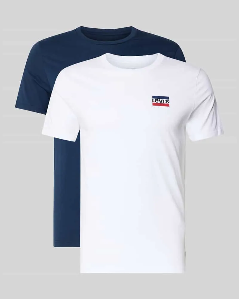 Levi's Slim Fit T-Shirt aus reiner Baumwolle im 2er-Pack Modell '2PK CREWNECK GRAPHIC Dunkelblau