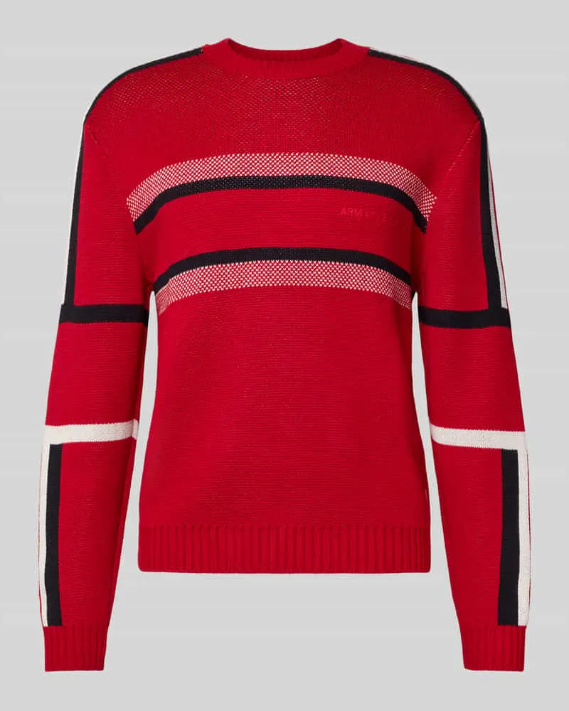 Armani Exchange Strickpullover mit gerippten Abschlüssen Rot