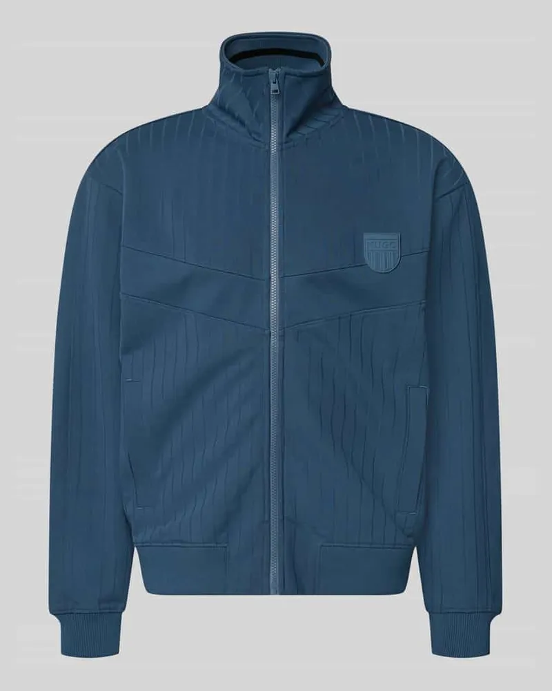 HUGO BOSS Regular Fit Sweatjacke aus Baumwoll-Mix Modell 'DAVRONTO Rauchblau