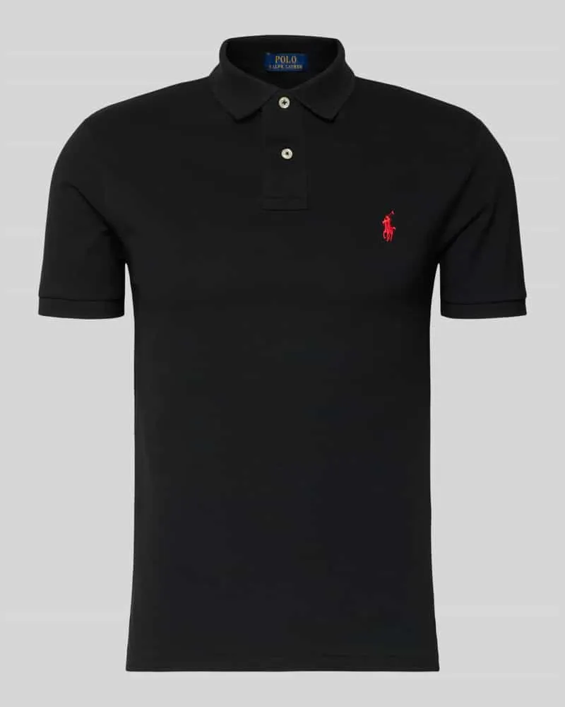 Ralph Lauren Slim Fit Poloshirt mit Logo-Stitching Black