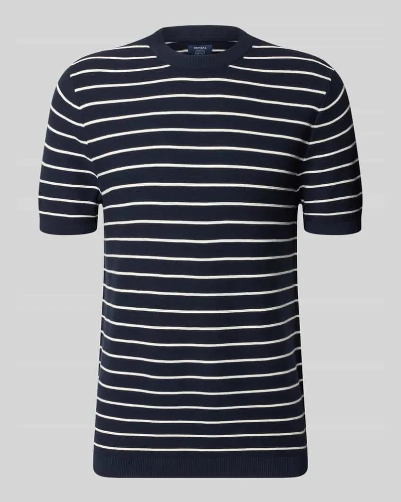 McNeal Strickshirt mit geripptem Rundhalsausschnitt Dunkelblau
