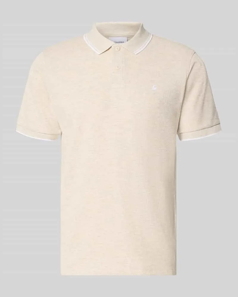 Jack & Jones Slim Fit Poloshirt mit Label-Stitching Modell 'AUSTIN Offwhite