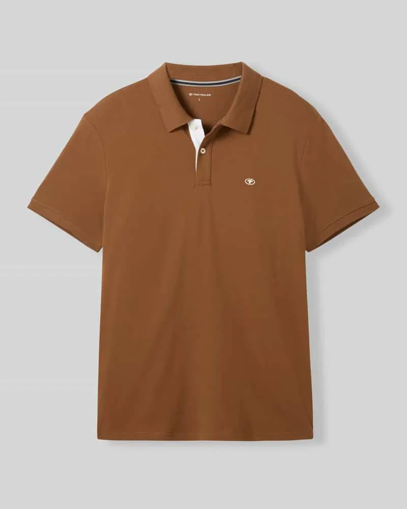 Tom Tailor Regular Fit Poloshirt aus Baumwoll-Viskose-Mix Khaki