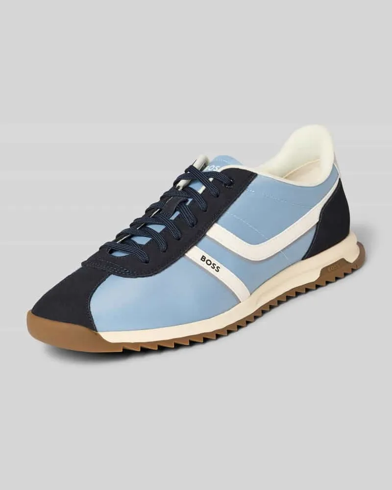 HUGO BOSS Low Top Sneaker mit Lederoptik-Details Modell 'ZAYN_LOWP_NYMI Hellblau