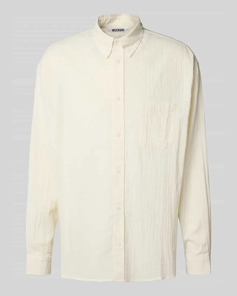 Weekday Oversized Fit Freizeithemd mit Knopfleiste Modell 'Seersucker 