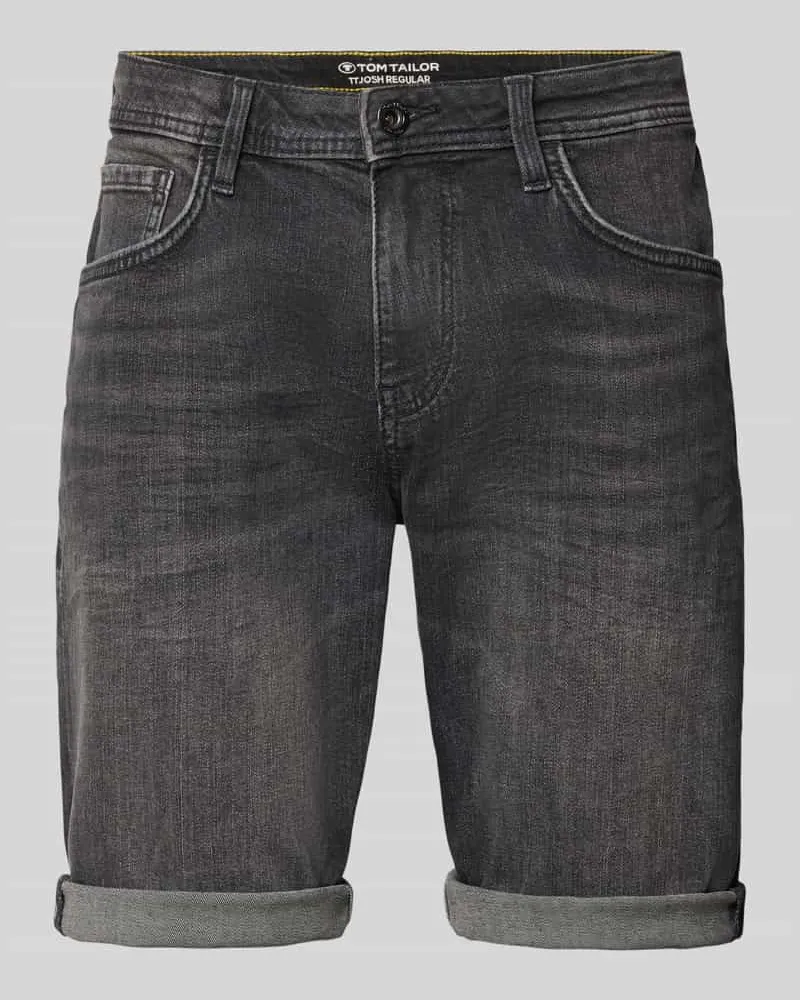 Tom Tailor Regular Fit Jeans Bermudas aus Baumwoll-Mix Dunkelgrau