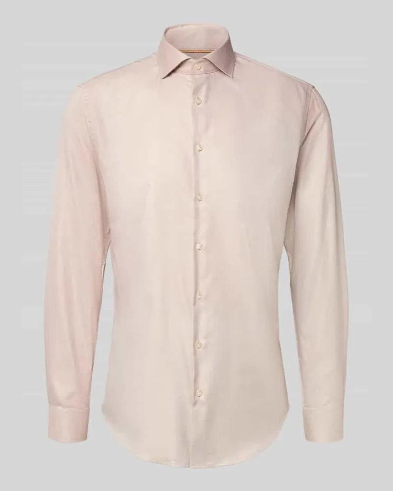 JAKE*S Slim Fit Businesshemd aus Baumwolle mit Haikragen Sand