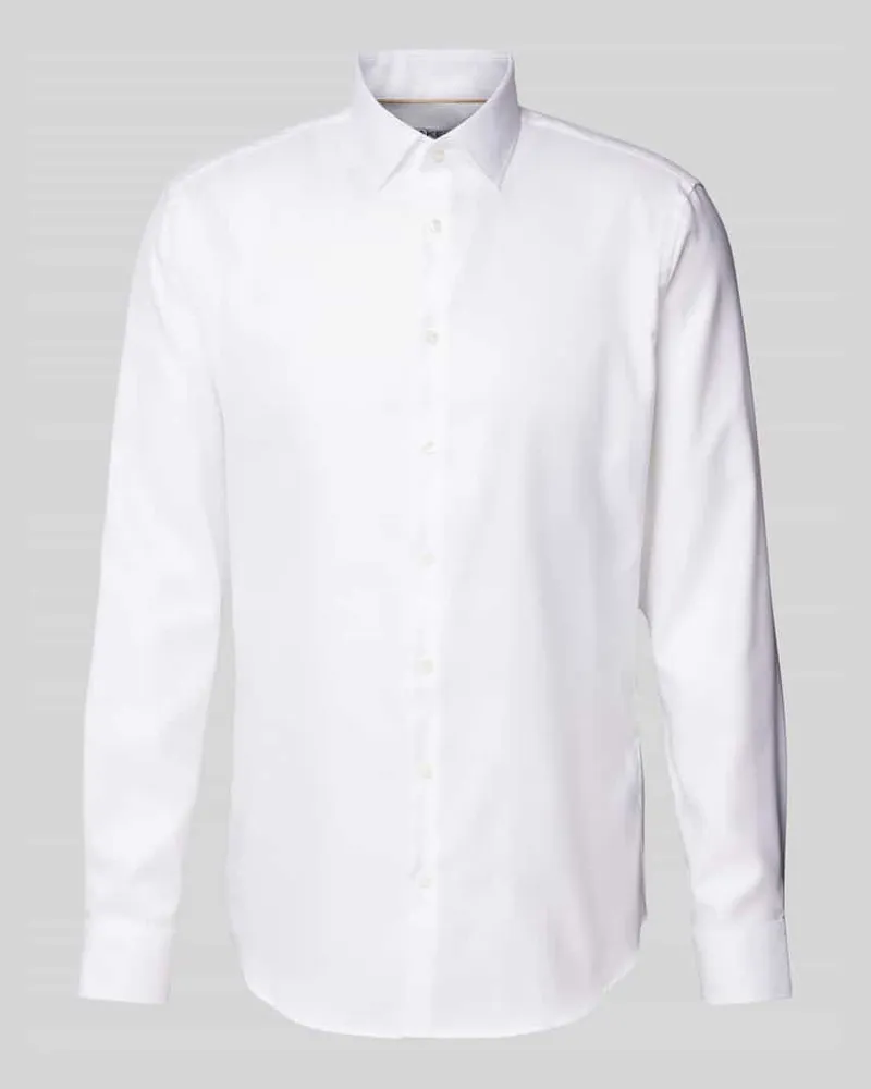 JAKE*S Slim Fit Business-Hemd in Premiumqualität mit Kentkragen Weiss