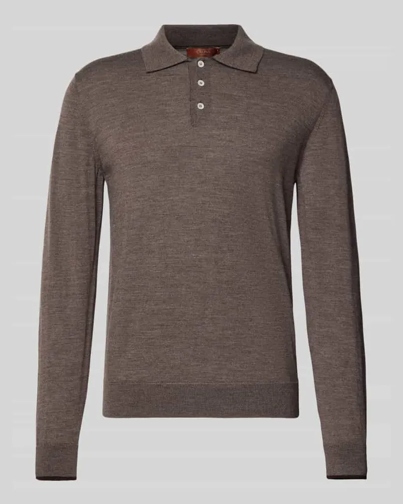 CRUNA Strickpolo mit Kentkragen Taupe
