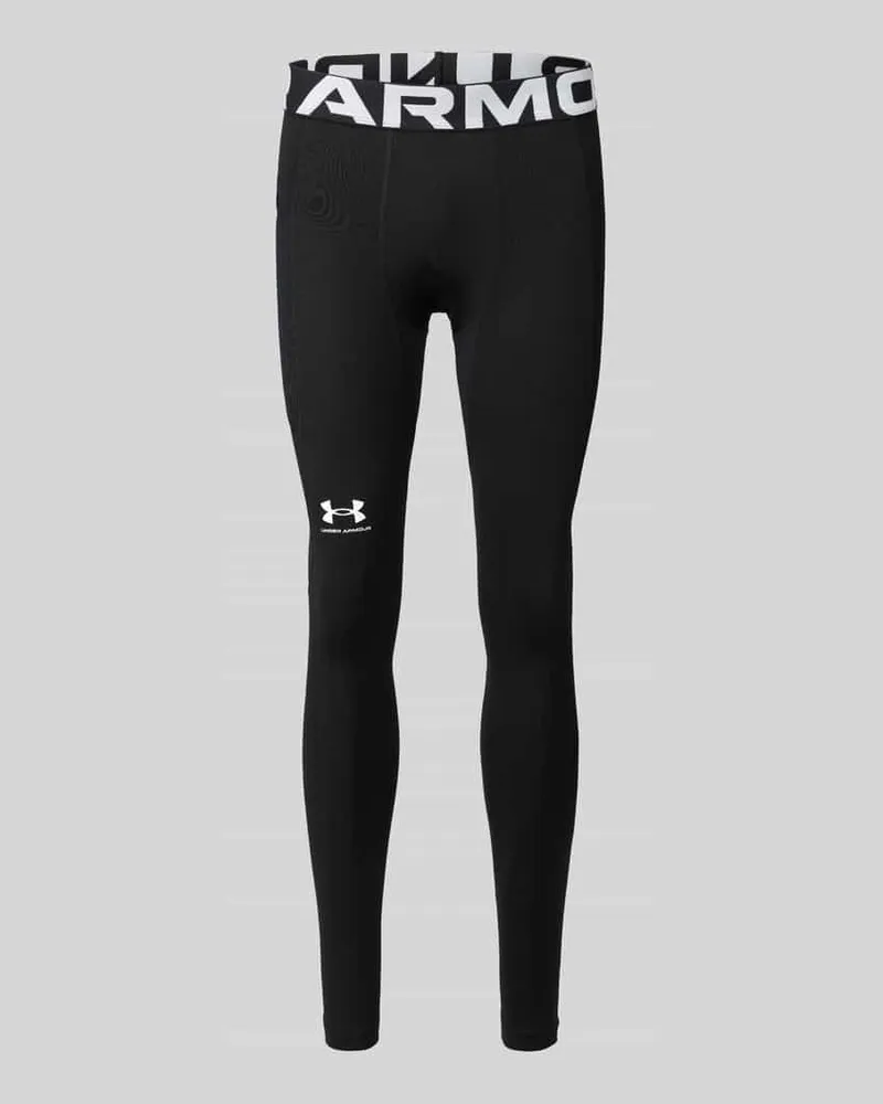 Under Armour Slim Fit Sport-Leggings mit Logo-Print Black