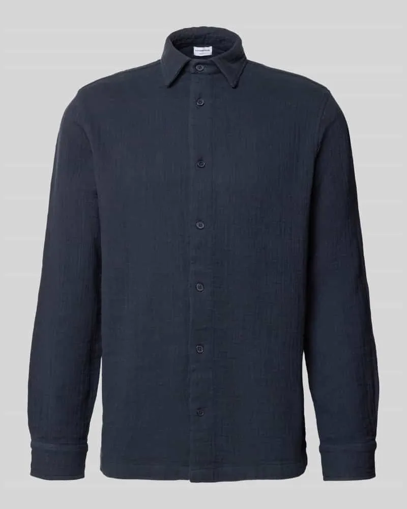 Lindbergh Regular Fit Freizeithemd mit Kentkragen Dunkelblau