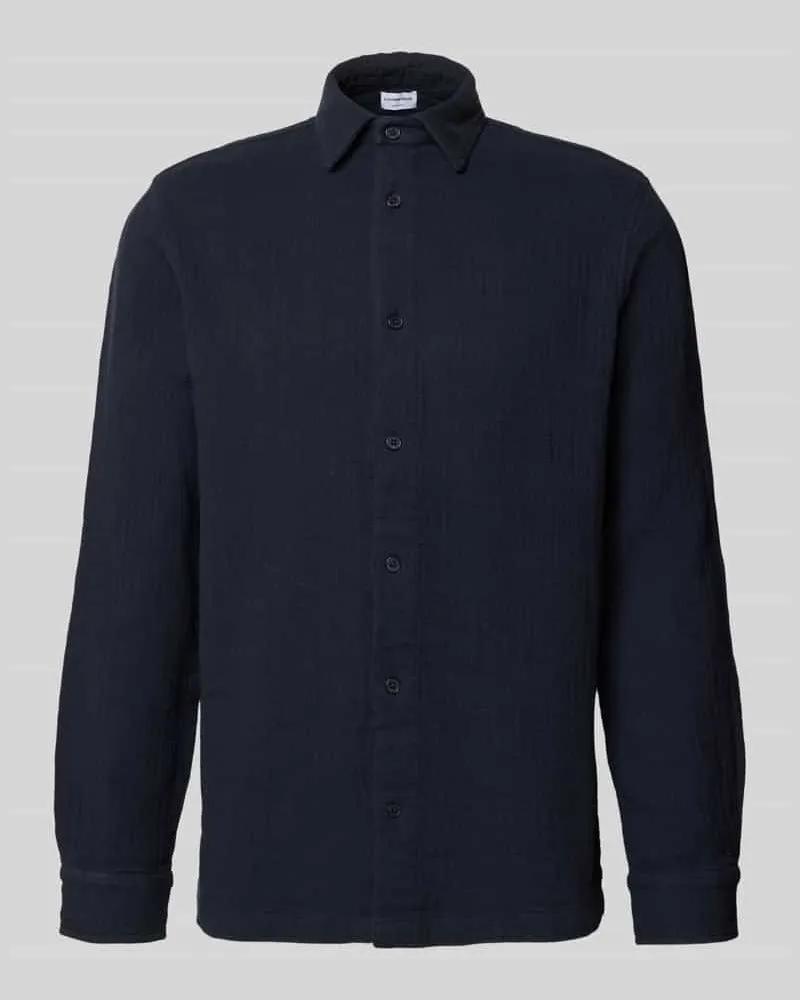 Lindbergh Regular Fit Freizeithemd mit Kentkragen Dunkelblau