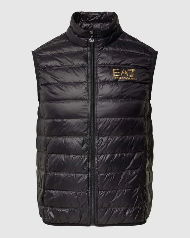 EA7 Daunenweste mit Label-Print Black