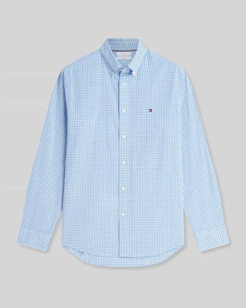 Tommy Hilfiger Regular Fit Freizeithemd aus reiner Baumwolle Hellblau