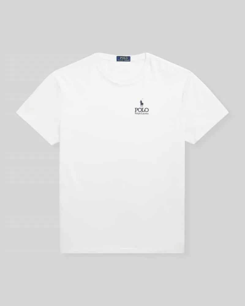 Ralph Lauren Relaxed Fit T-Shirt aus reiner Baumwolle mit Logo-Stitching Weiss