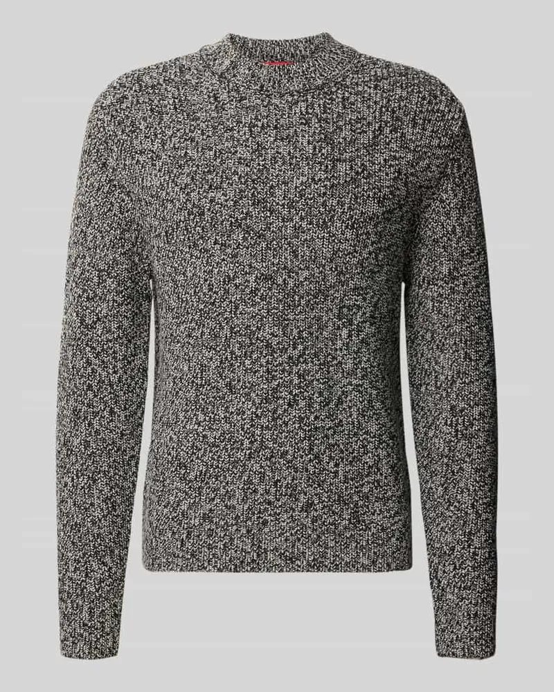 HUGO BOSS Pullover aus Wolle mit Strukturstrick Modell 'Suolaa Mittelgrau