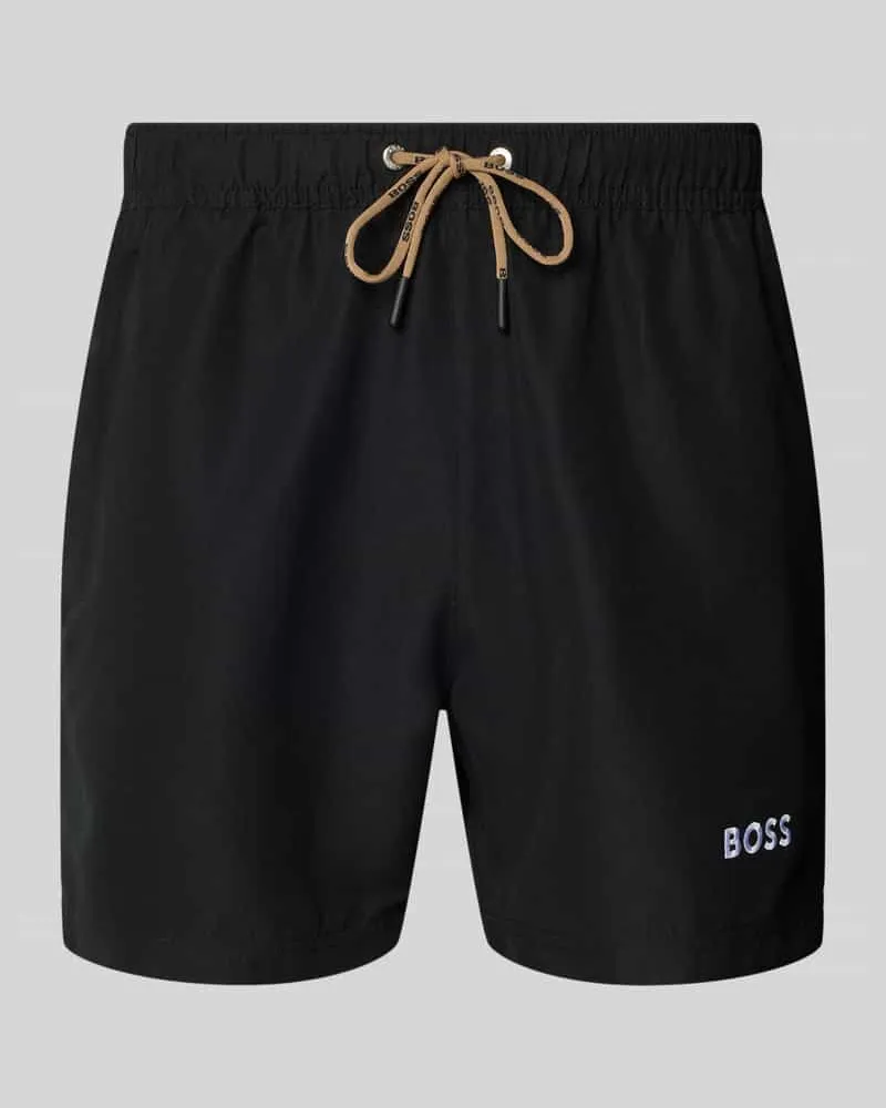 HUGO BOSS Badeshorts mit Label-Applikation Modell 'DOGFISH Black